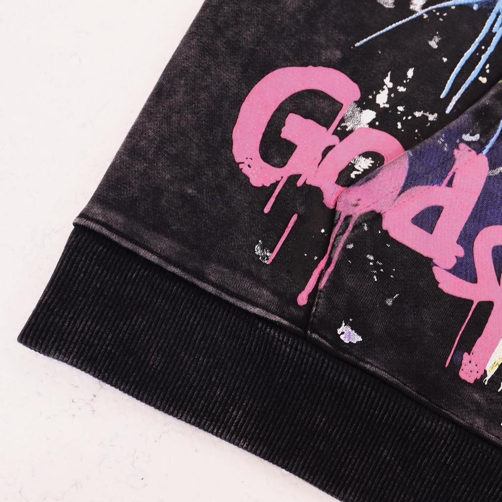 Felpa con cappuccio Godspeed Rock Europeo e Americano Streetwear Stampa Retro Usurata