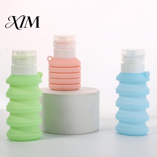 Collapsible Travel Bottle 50/110ML Silicone for Toiletries, Leak Proof Empty Toiletry Bottles Size Container, Foldable Refillable Shampoo Lotion
