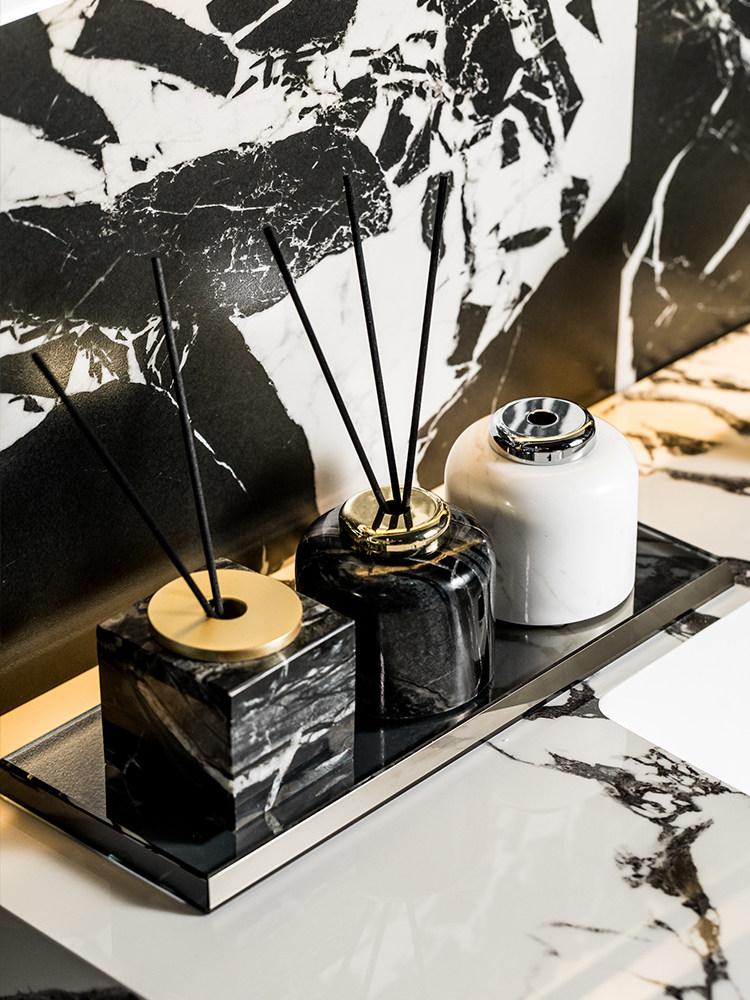 Natural Marble Perfume and Aroma Bottle Square Marble Bathroom Essential Oil Storage Bottle Fragrance Diffuser for Room Bedroom