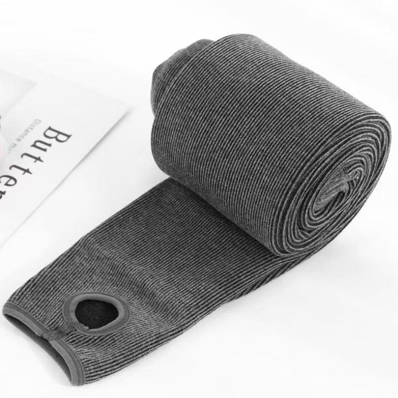 Women's Fleece-Lined Ribbed Cotton Stripe Leggings: Thick High-Waisted Pantyhose for Autumn/Winter, Slimming & Warm.