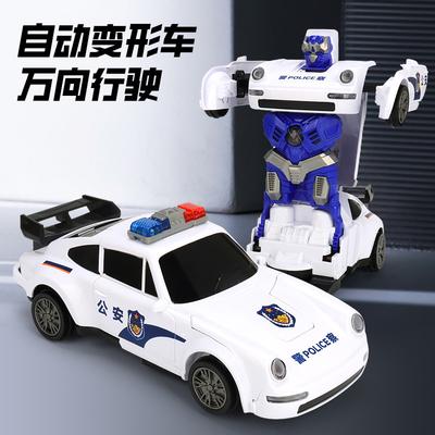 Electric Universal Deformation Police Car Colorful Light Music Automatic Deformation Machine Police Public Security Car