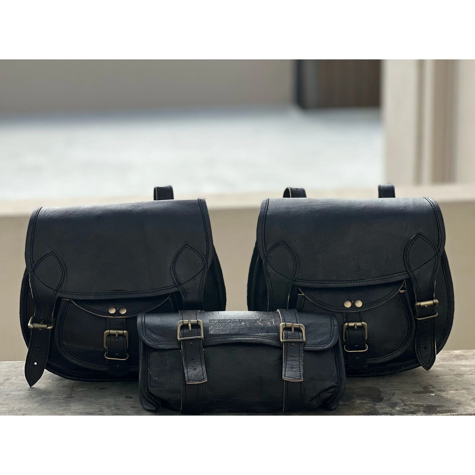 

Черное мотоциклетное комбинированное седло из кожи буйвола 3 седельная сумка для багажа 3 боковые сумки