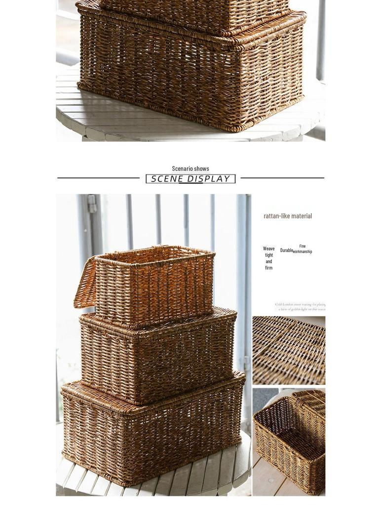 Woven Sea Vine & Bamboo Rectangle Snack Storage Basket