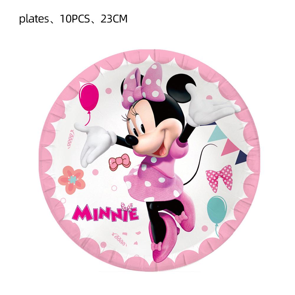 51pcs Minnie Party Tableware Includes Cup Plate Tablecloth Napkin for10 Guests