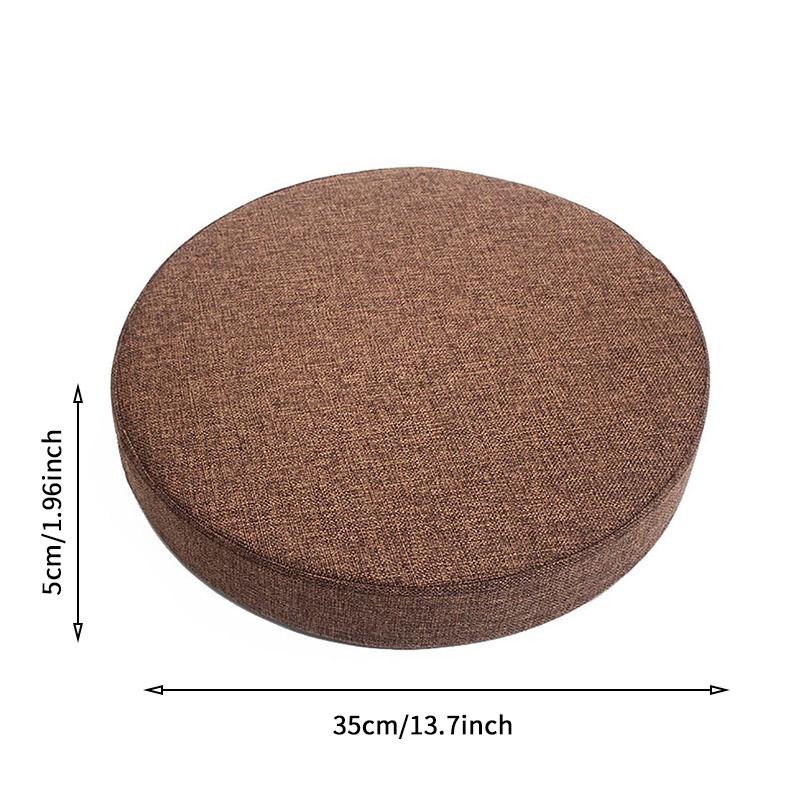 35Cm Seat Cushion High Resilience Round Chair Cushion Round Thick Cushion Dining Chair Washable Cover Anti-Slip Linen