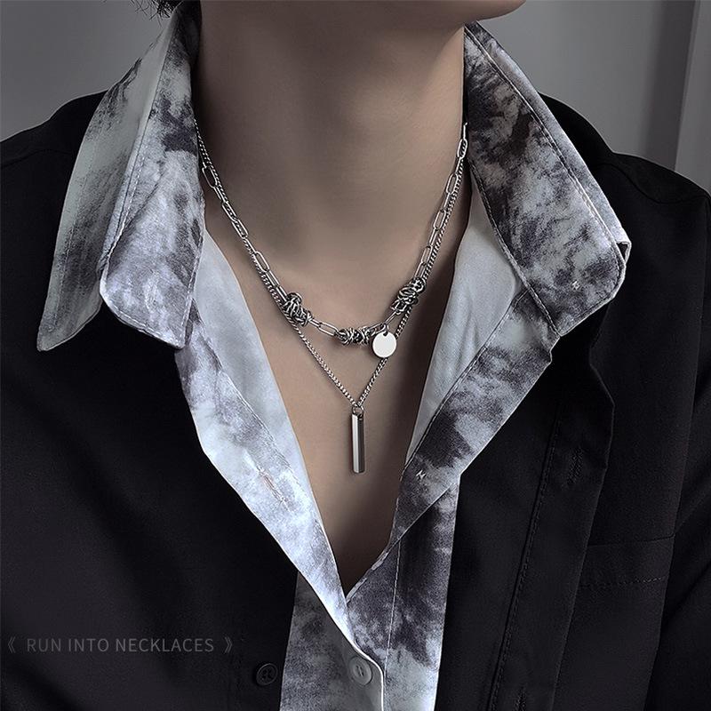 Versatile Retro Korean Hip-Hop Titanium Steel Men's Chain Necklace: Trendy, Cool, Non-Fading Accessory with High-End Style