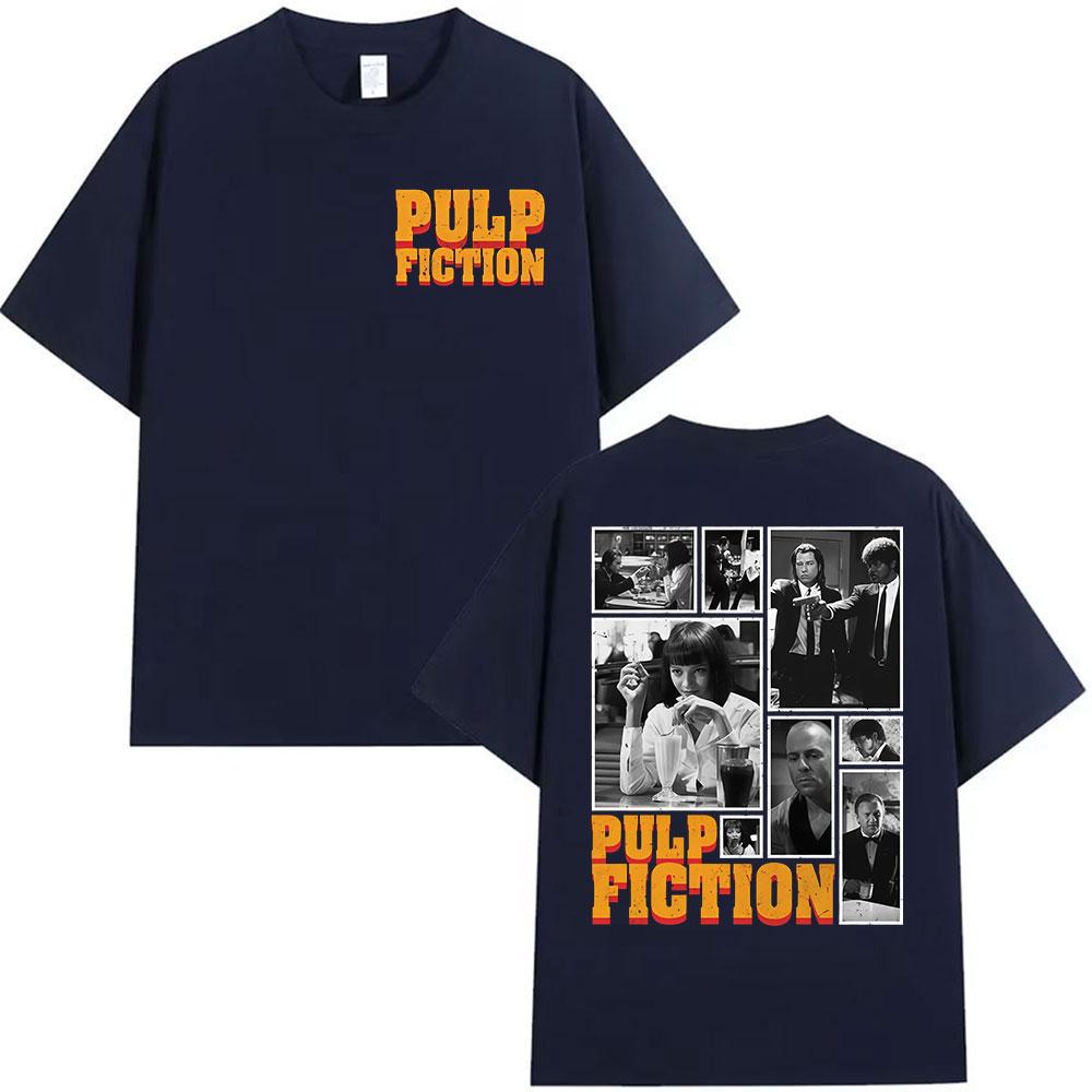 Classic Movie Pulp Fiction Graphic T Shirt Men Women Vintage High Quality Cotton Tshirts Harajuku Oversized Tshirt Streetwear