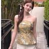 Sleeveless Top Spice Girl Beautiful Back Sweet Small National Style Printed Tube Top Women's Summer Wear One-word Shoulder New Chinese Suspender