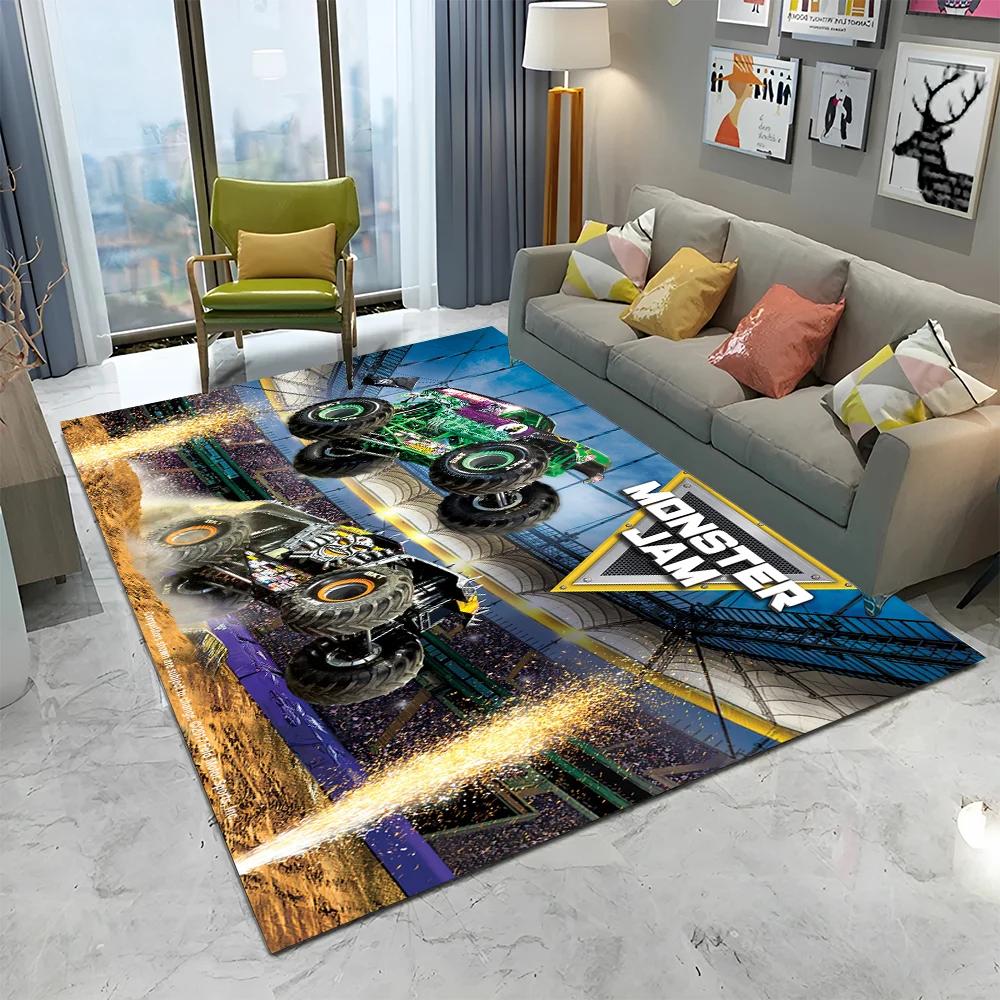 Covor 3D Monster Jam Monster Truck Desen Animat pentru Casă Living Dormitor Canapea Covoraș Decor, Covor pentru Copii Covoraș de Podea Antiderapant