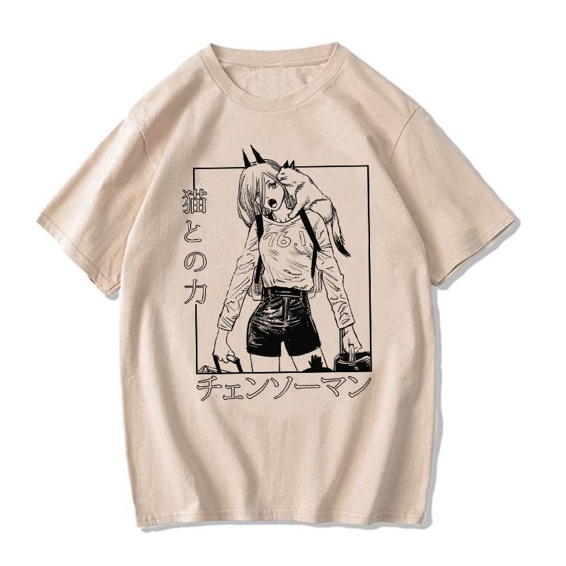 Chainsaw Unisex T Shirt Unisex EU Unisexga Cartoon Pochita Tshirt Japanese Anime Makima Harajuku Graphic Tees Clothing Tops Tshirt