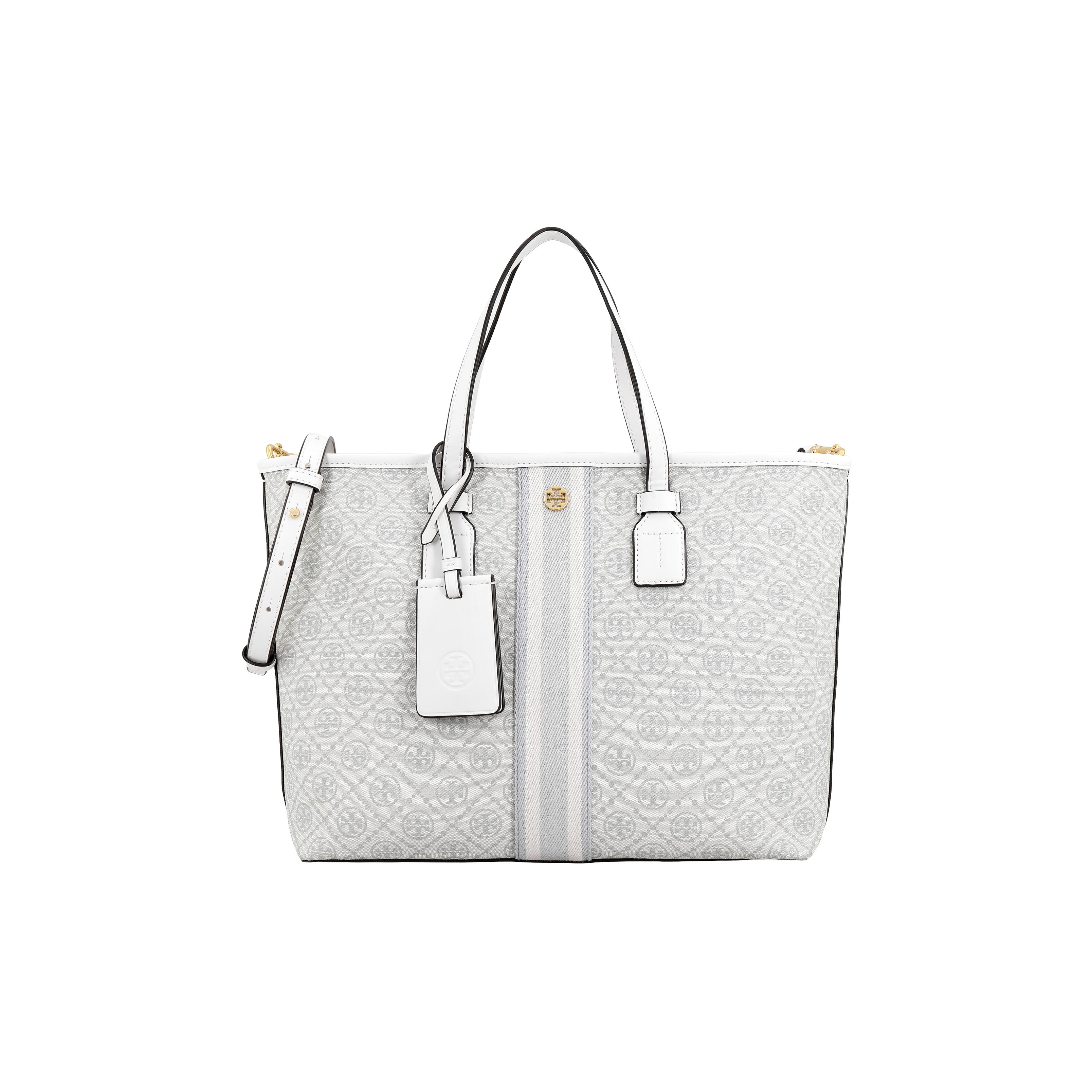 

Tory Burch T Monogram Metal Logo Iconic Pendant Canvas And Leather Tote Bag Women Tote Beige 81963-263 Basic Set (Bag+Dust Bag)