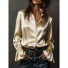 TIFICY Women's Fashion Casual Spring Autumn Solid Color Print Long Sleeve V-Neck Blouses & Shirts