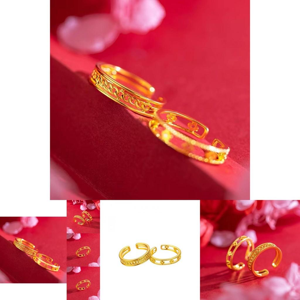 Chic And Unique Adjustable Open Ring With Interlocking Design In Brass Gold Plating For Women