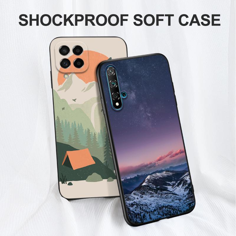 Black Tpu Case For Huawei P30 Lite P30 Pro P40 LITE E P Smart 2020 Cover Night Starry Sky