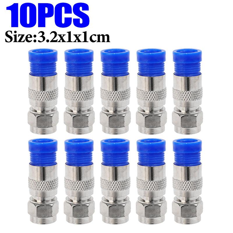 5/50x RG6 Compression Connectors Waterproof F Connector with Blue Insulation Sleeves for Secure Electric Cable Joining Supplies