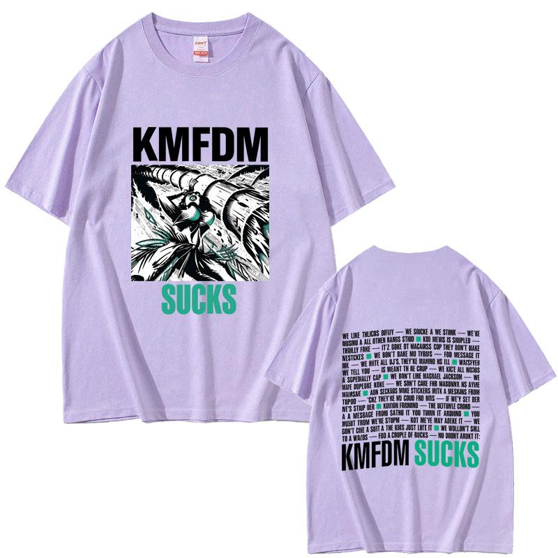 Hot Rock Band Kmfdm Sucks Graphic Tshirt Unisex Women Retro Gothic Punk Streetwear Male Fashion Casual Oversized Crewneck T Shirts