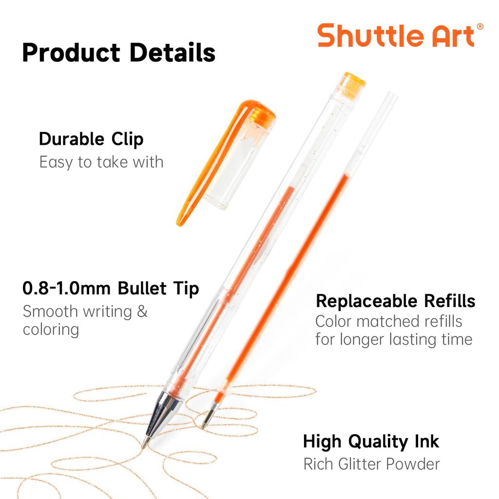 Shuttle Art Gel Ballpoint Glitter Color 240 Pack 120 for Photo Album with Case Pens, Pens, Pens, (120 Colors), Refills, Water-based, Coloring,
