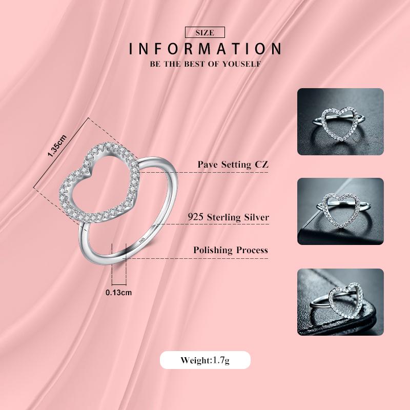 MODIAN 925 Sterling Silver a forma di cuore classico amore anello 5A zircone anelli per le donne gioielli di fidanzamento