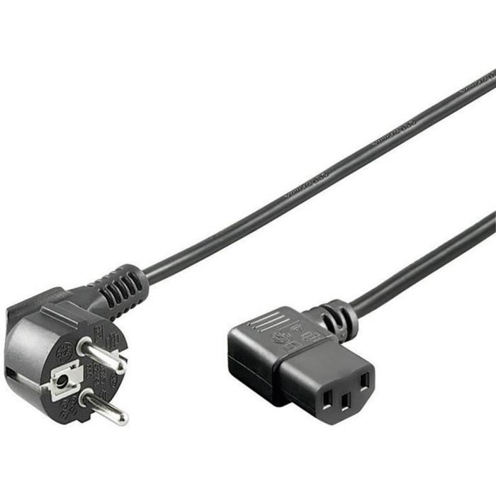 Câble de connexion IEC - GOOBAY - 3 m - Noir - Prise mâle avec protection - Coudé d'un côté