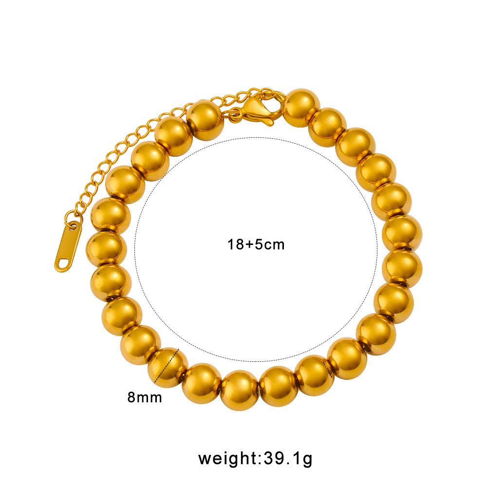 18K Gold Plated European Stainless Steel Beaded Necklace & Bracelet Clavicle Chain