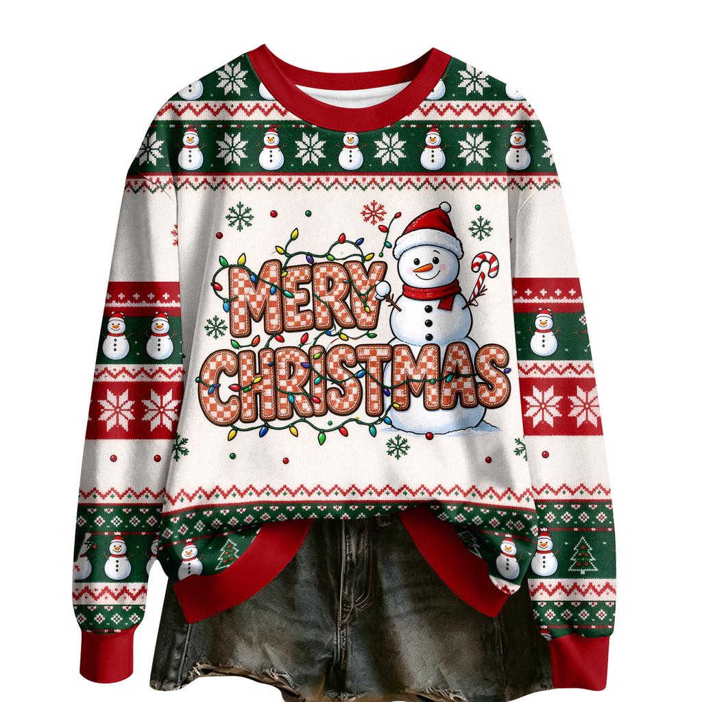 Women's Casual Halloween Print Long Sleeve Round Neck Top for Festive Fall Wear