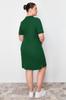 Women's Plus Size Dress New Season Fashion Green Polo Collar Mini Knitted Dress