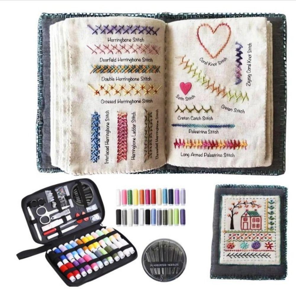 86Pcs/Set 106 Patterns Embroidery Stitch Book Kit Linen Felting Sample Page Embroidery Sewing Book Handmade Needlework