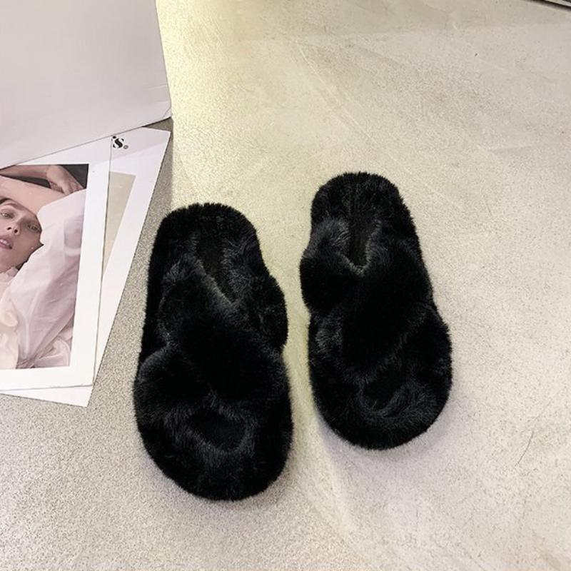 Thick Soled Woolen Slippers for Autumn and Winter Korean Version, Cross Dressing Slippers for Outerwear, Home Woolen Cotton Slippers