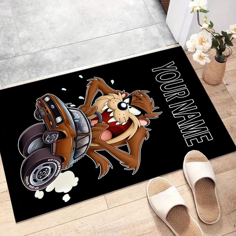 Custom Taz Mat Personalized Name, Polyester Washable Indoor Entryway Rug, Gift for Christmas, Easter, Thanksgiving Day
