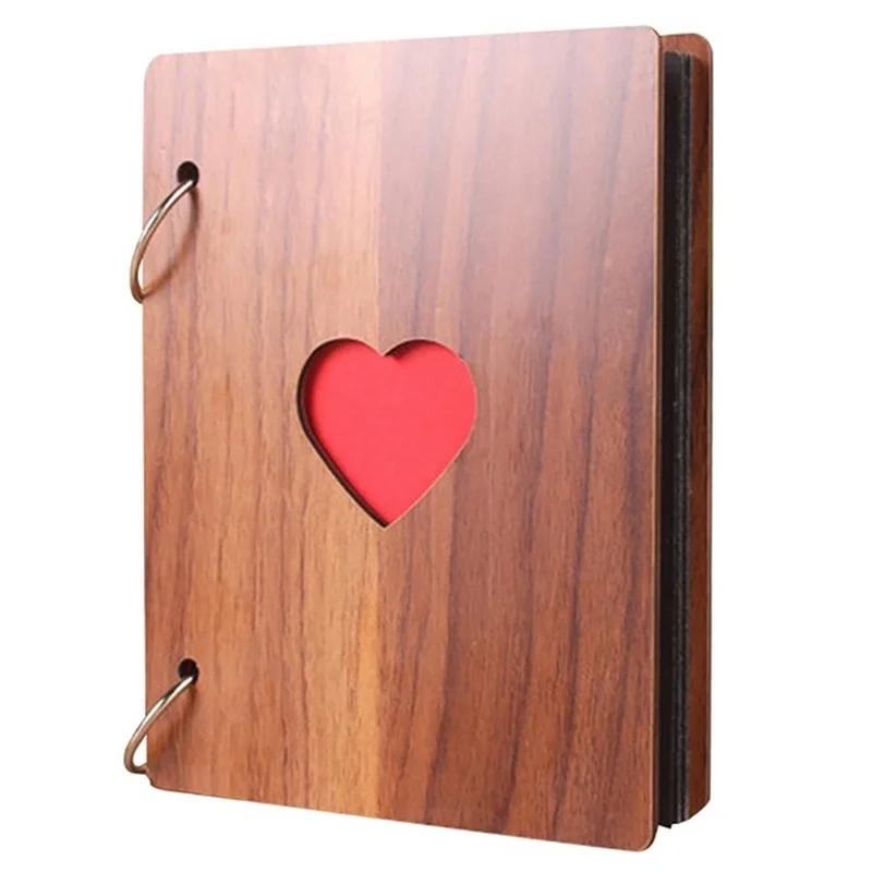 6palcové DIY dřevěné fotoalbum Vzpomínky Život Fotokniha Scrapbooking Kniha záznamů Dárek k výročí Fotoalbum