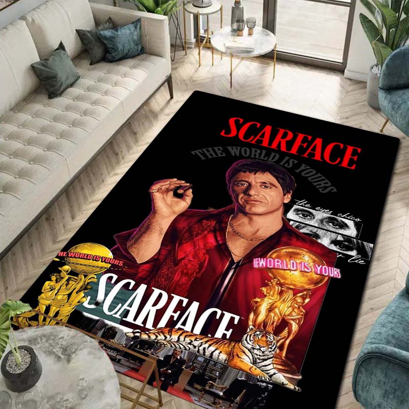 Tappeto Tappeto Movie 3D Printing Scarface Tony per Camera da Letto Soggiorno Casa Decorazione Divano, Tappetino Gioco Bambini Grande Decorazione Pavimento Regalo