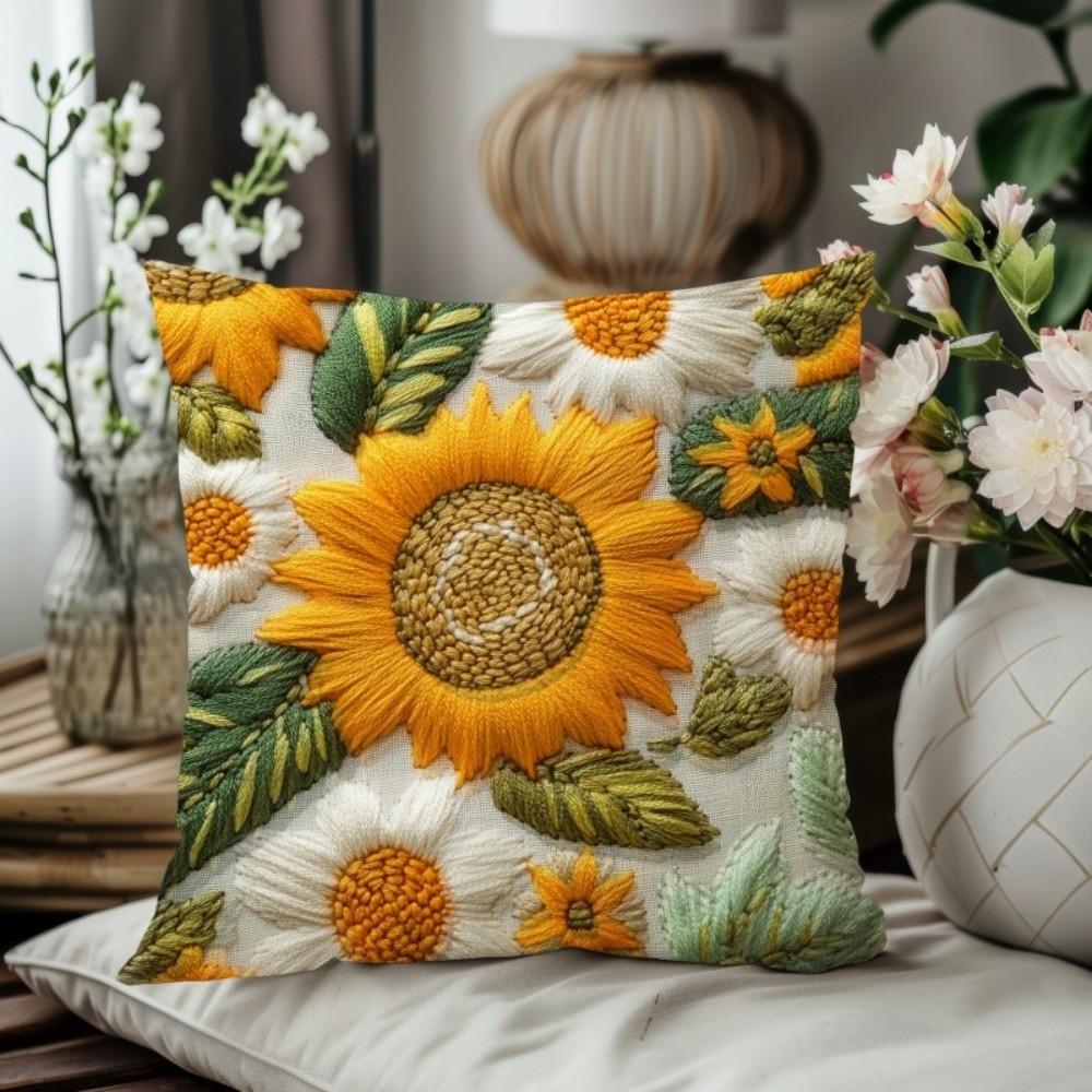 45x45cm Sunflower Pillowcase 2D Floral Bedroom Pillow Cover Sofa Cushion Case  Home Decoration