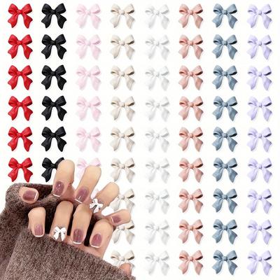 100 Pcs Bow Nail Charms Hypoallergenic 3D Resin Nail Art Accessories, Cute Butterfly Bowknot Rhinestone Glitter, Nail Craft Charm