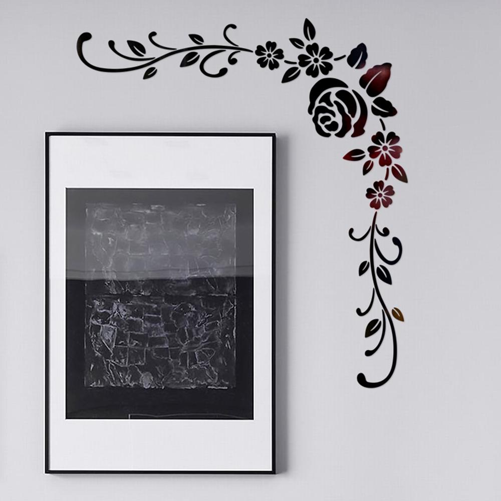 Corridor Wall Sticker Living Room Background Mirror Flower Art Acrylic
