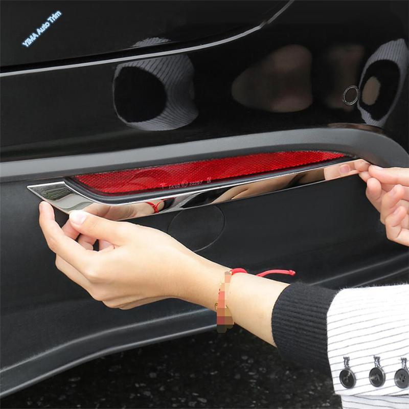 2PCS Exterior Rear Fog Lamp Light Cover Trims For Tesla Model Y Foglight Molding Garnish Accessories Stainless Steel