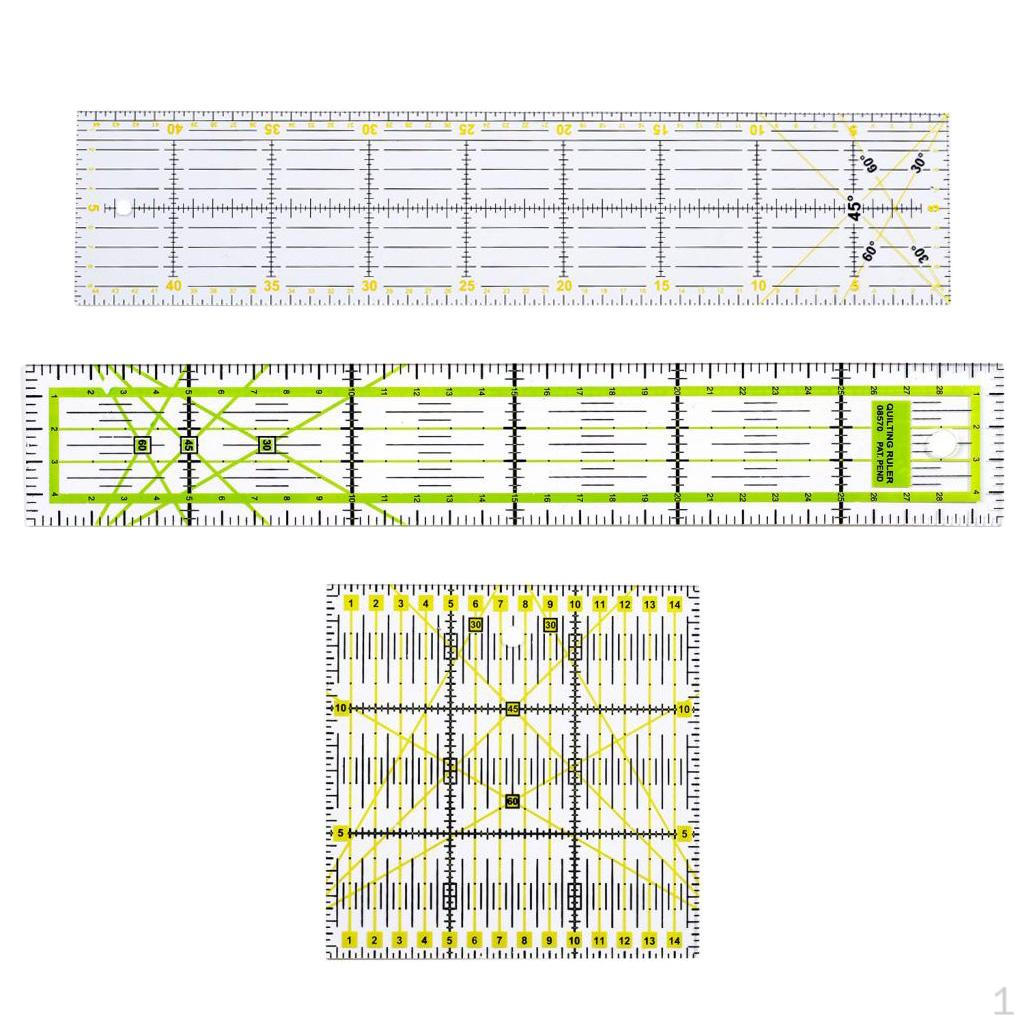 3pcs Square Rectangle Quilting Sewing Patchwork Ruler Tailor Craft DIY ...