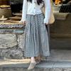 Dopamine Blue Checked Skirt for Women In Spring and Summer New Mid-length Large Sway A-line Slim Umbrella Skirt