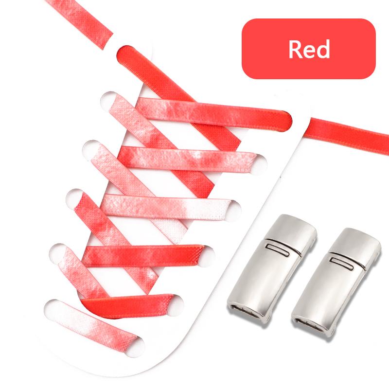 1 Pair No Tie Shoelaces Magnetic Metal Lock Elastic Shoe Laces Colorful Flat Leisure for Men and Women Lazy Shoelace Accessories