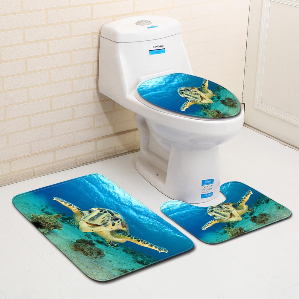 

Коврик для ванной комнаты Морской мир Туалетный трехкомпонентный 3D коврик для ванной 45cmx75cm