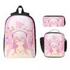 3Pcs Super Sonicos Prints School Bags Set For Kids Pencil Boxes Backpack Sets With Lunch Box For School Students Knapsack