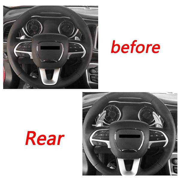 Silver Aluminum Alloy Steering Wheel Shift Paddle Trim for Dodge Challenger (1 Pair)