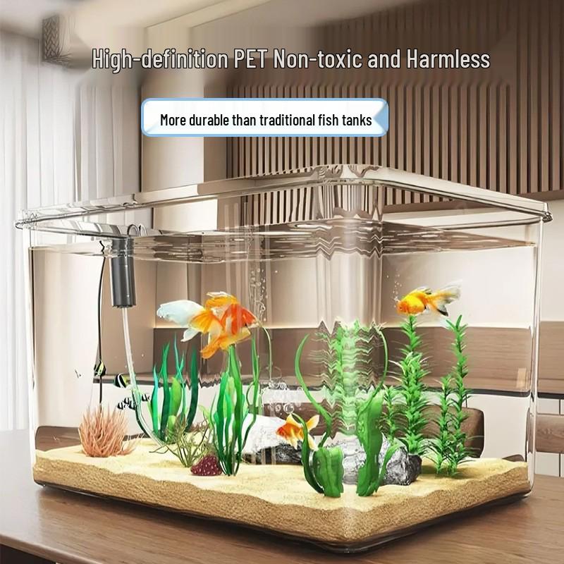 Acvariu Transparent Acrilic pentru Pești și Broaște Țestoase - Acvariu Mic de Birou Ecologic pentru Creștere în Sufragerie