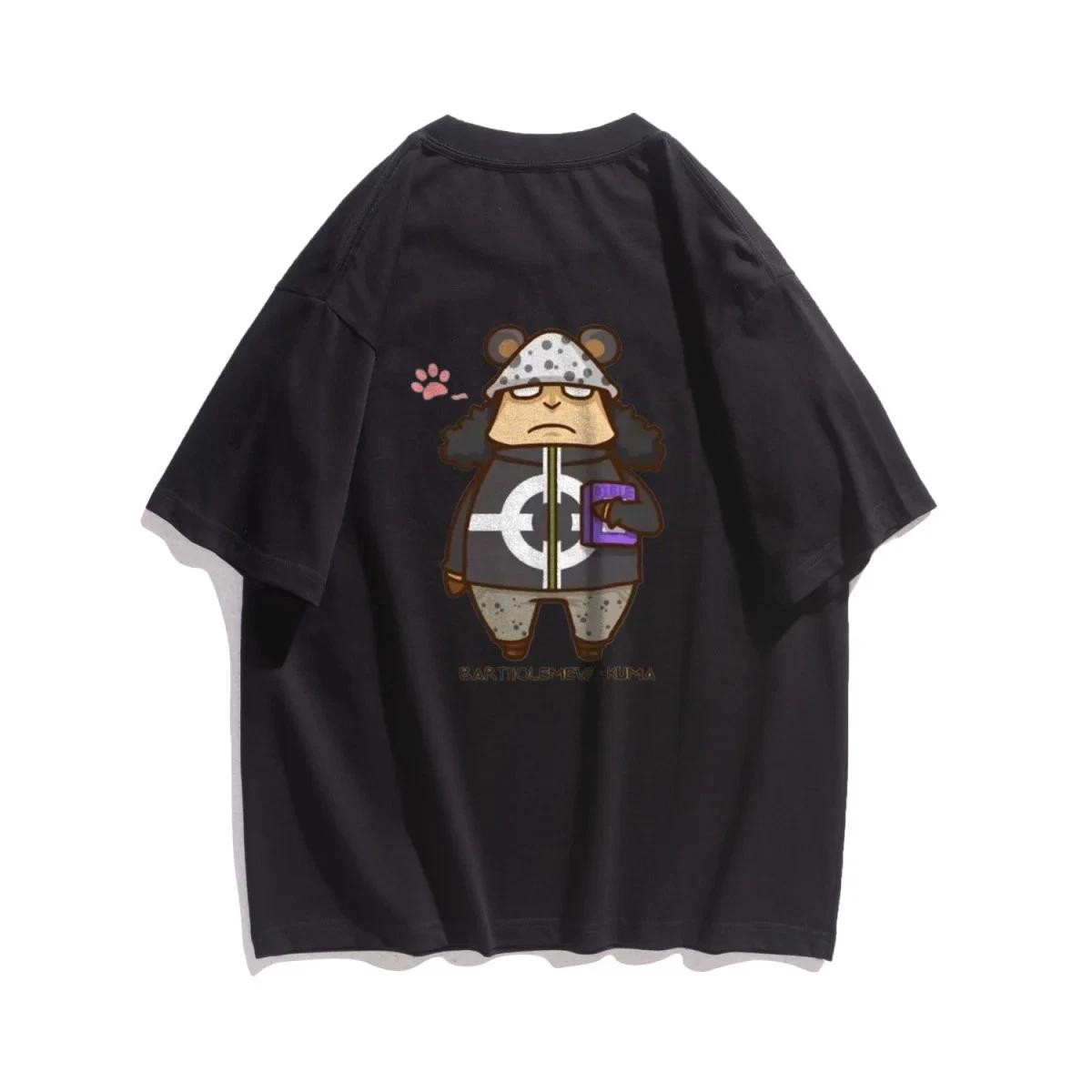 One Piece Anime Cotton T-Shirt Bartholomew Kuma Graphic Print Tee Unisex 4XL