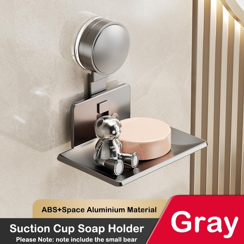 Suction Cup Soap Holder Wall Mounted Soap Storage Drain Rack Bathroom Shower Soap Holder Household Soap Tray Storage Organizer