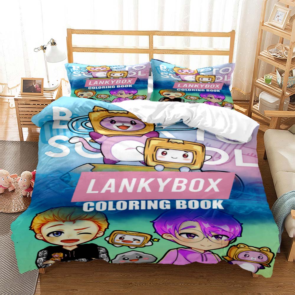 Lankybox Foxy Boxy Cute Cartoon 3D Printed Bedding Queen Bedding Set Customized King Size Bedding Set Soft and Comfortable