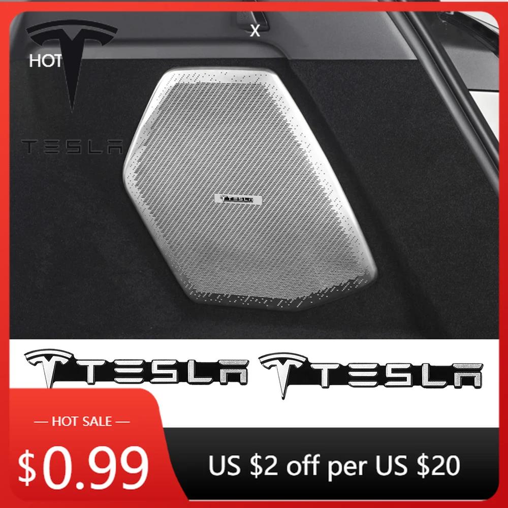 Car Sticker 2025 New Tesla 2/4pcs 3D Metal Aluminum Car Styling Tesla Badge Emblem Audio Sticker Speaker Decorative Decal For Mo