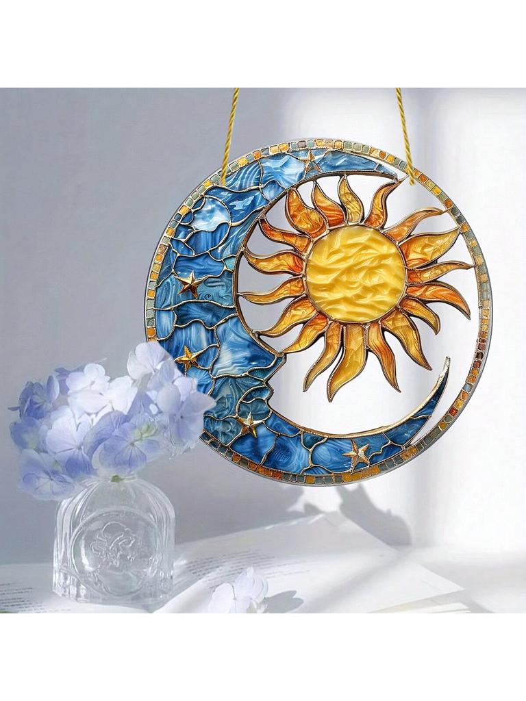 Sun and Moon Light Catcher, ideal for religious themes, living rooms, gardens, housewarming gifts, and holiday gifts,