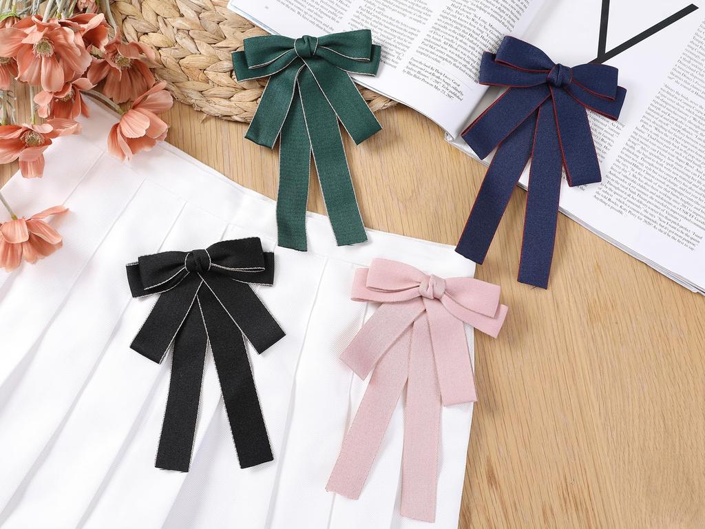 Bowknot Bow Tie Ribbon Brooch Wedding Party Pin Bow Tie Black One Size [Elerevyo] Women's Pre-Tied
