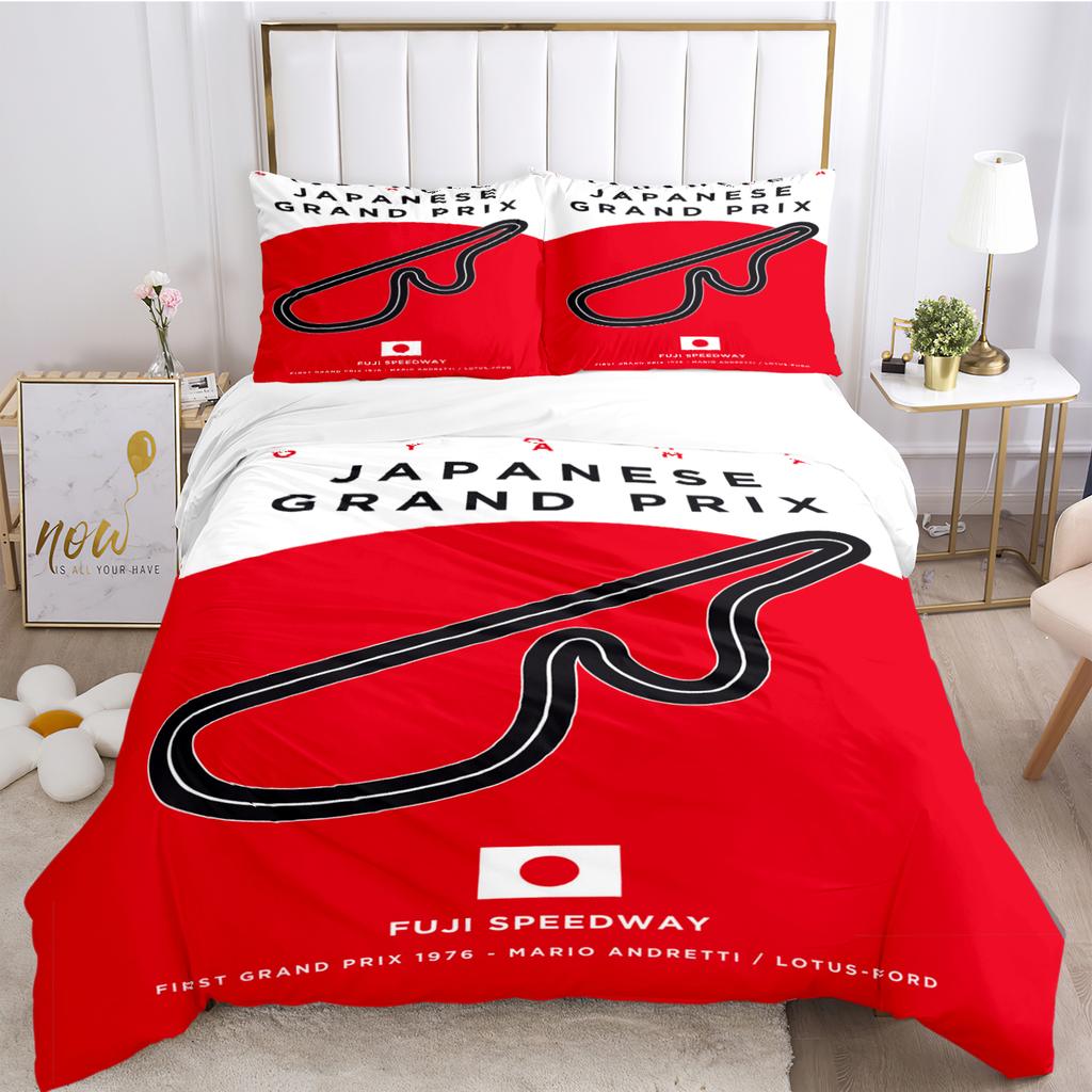 F1 International Track Duvet Cover Comforter Bedding Set Soft Quilt Cover and Pillowcases for Teens Boy Single/Double/Queen/King