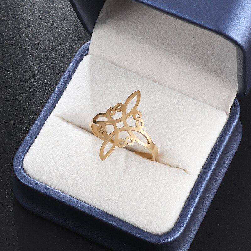 Women Witch Knot Ring Stainless Steel Adjustable Irish Celtic Knot Amulet Jewelry Supernatural Opening Witchcraft